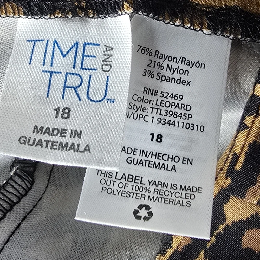 Time And Tru Women's Cheetah Elastic Waist Fitted Stretch Dress Pants Size 18 - Picture 6 of 7